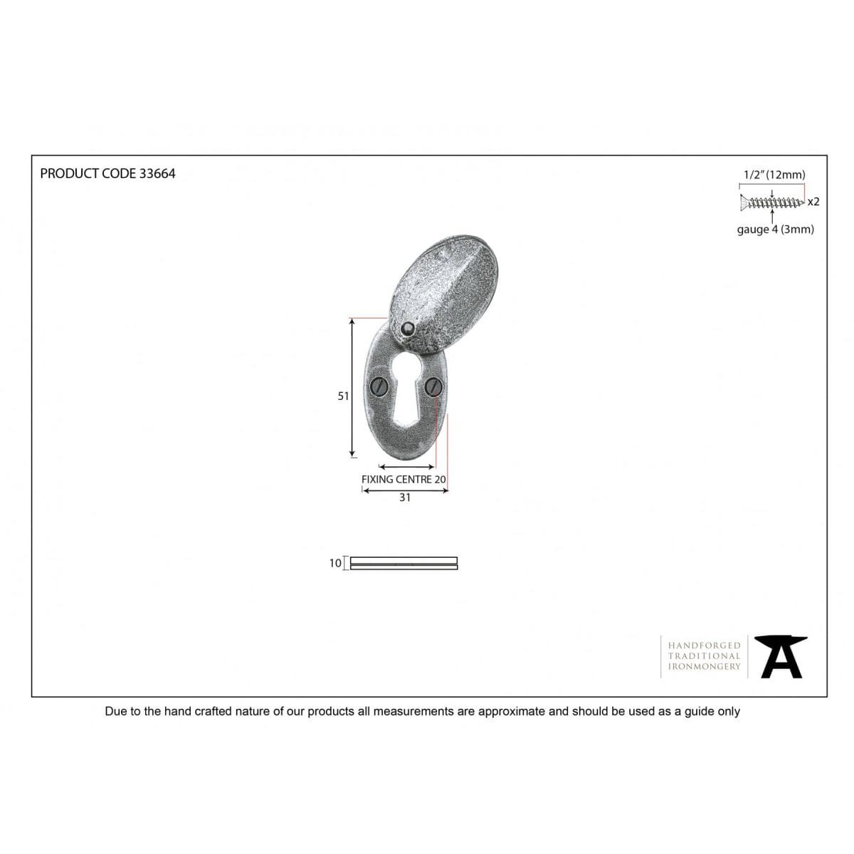 Pewter Oval Escutcheon & Cover - Image 2
