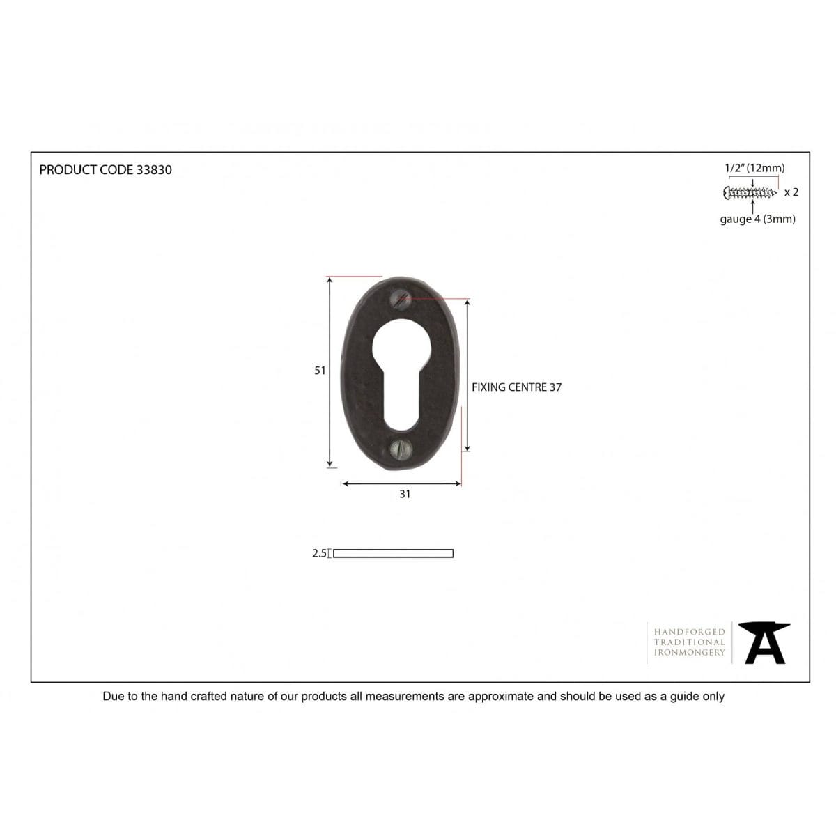 Black Oval Euro Escutcheon - Image 2