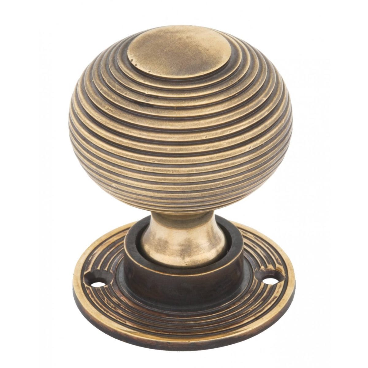 Antique Brass Beehive Mortice/Rim Knob Set - Image 2