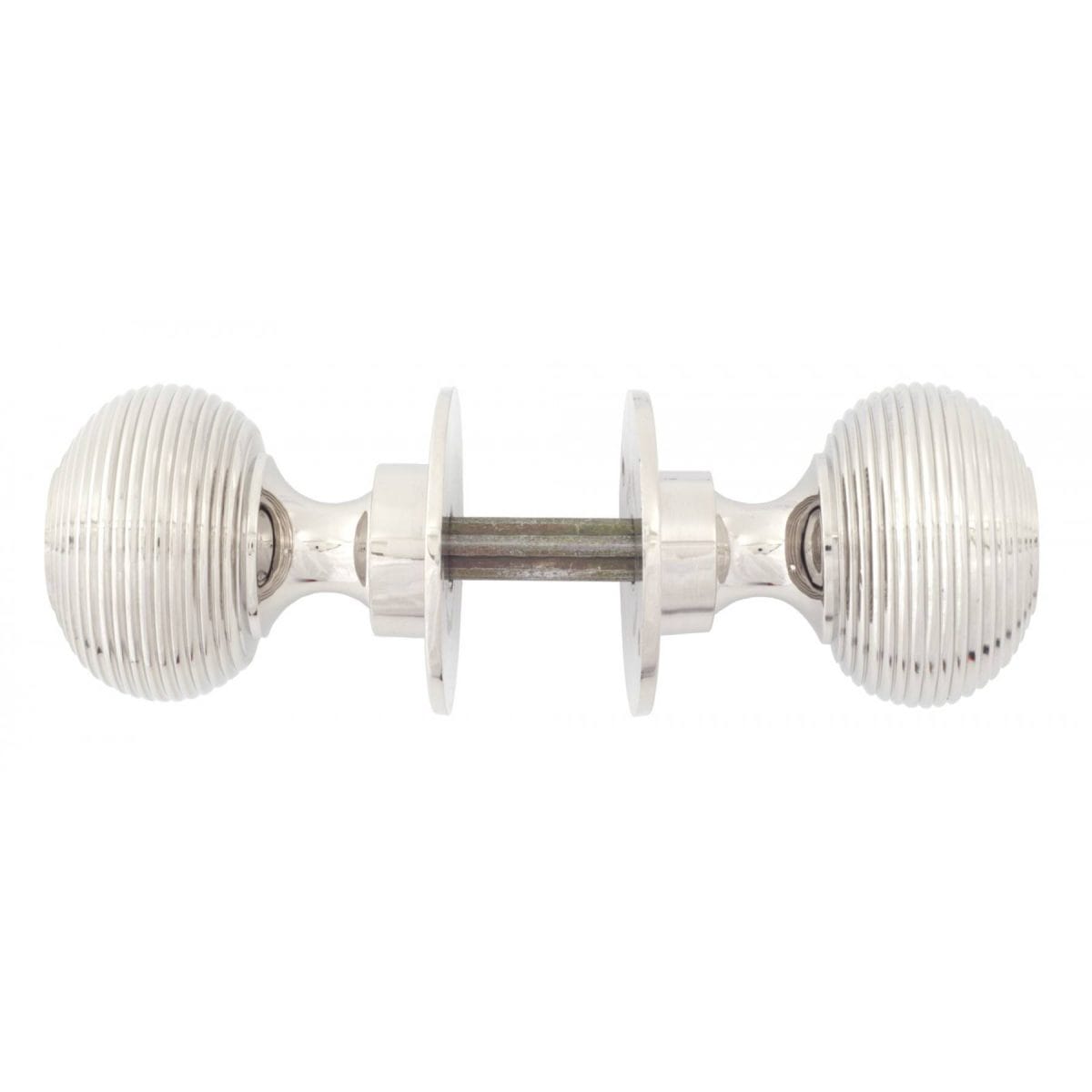 83636H_2 83636H_1 Polished Nickel Heavy Beehive Mortice Rim Knobs Side View Home Refresh 2020