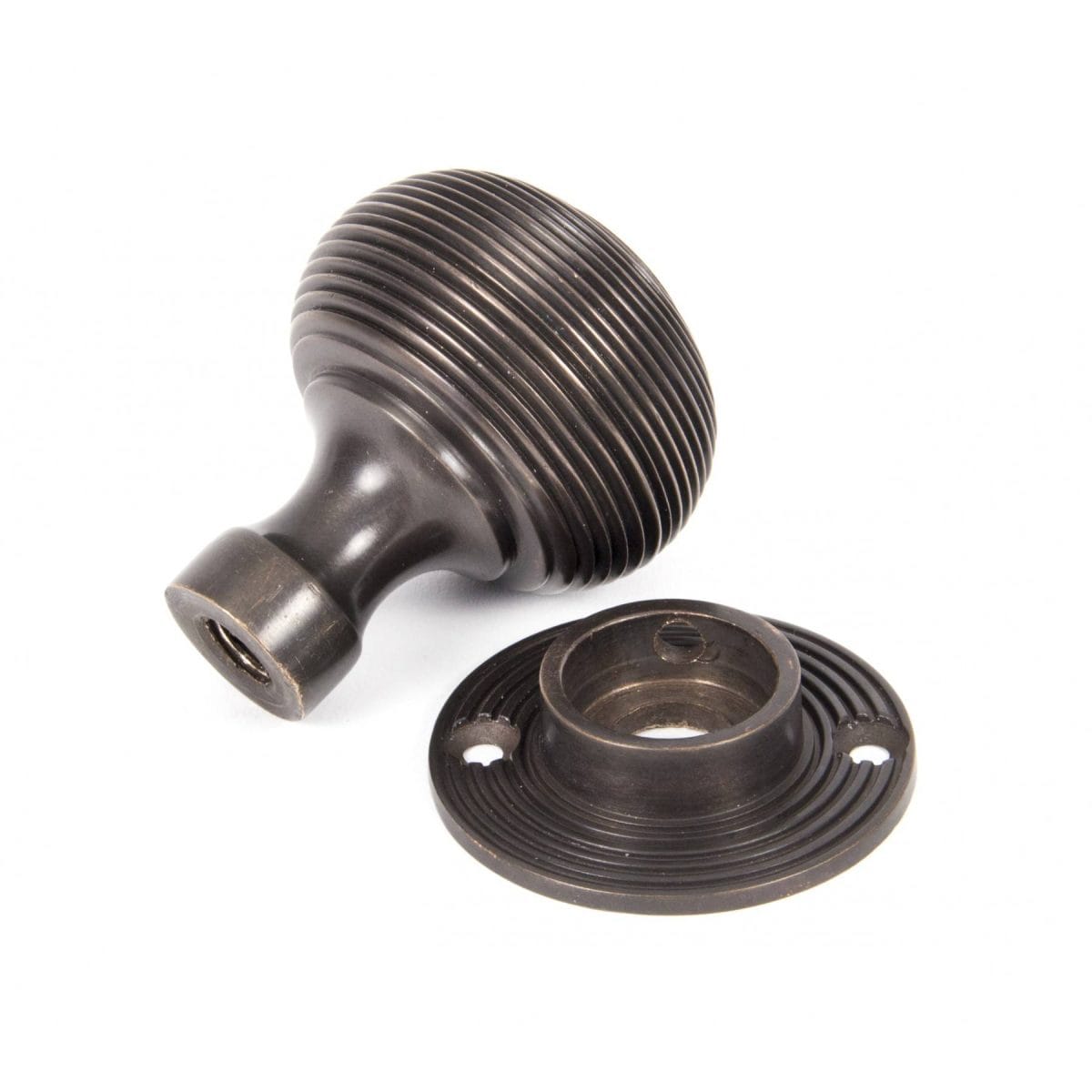 Aged Bronze Beehive Mortice/Rim Knob Set - Image 3