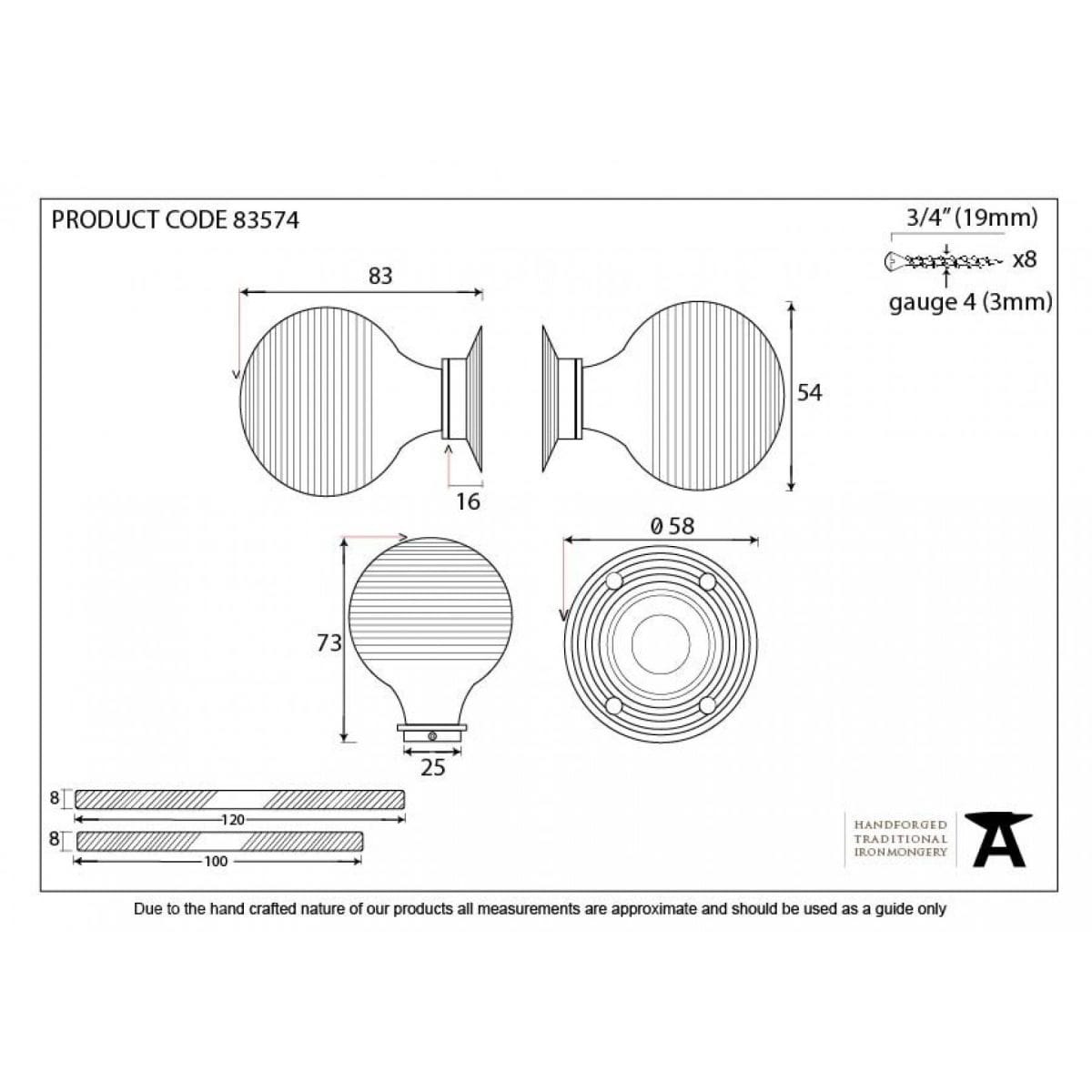 Ebony Mortice_Rim Beehive Knob Set Drawing Home Refresh 2020