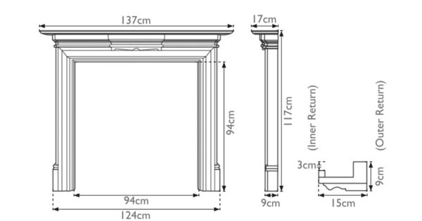 Grand Wooden Fireplace Surround