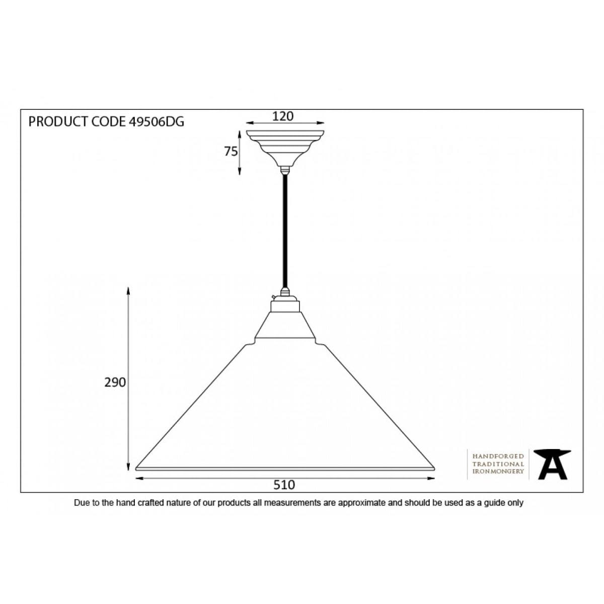 Dark Grey & Smooth Nickel Hockley Pendant - Image 4