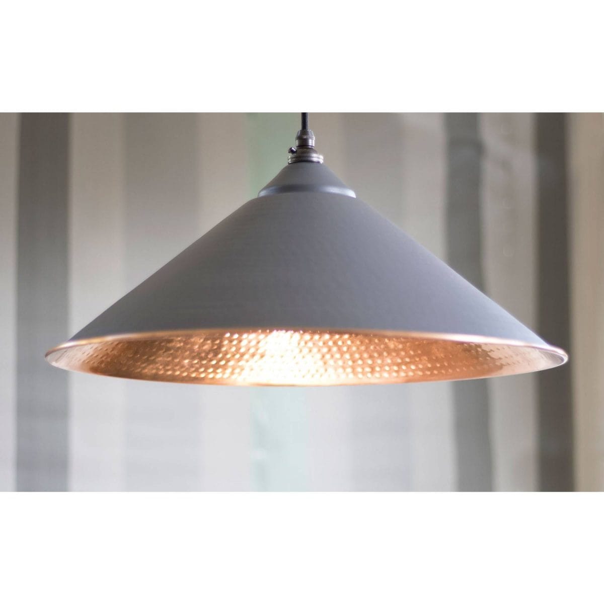 Dark Grey & Hammered Copper Interior Yardley Pendant - Image 4