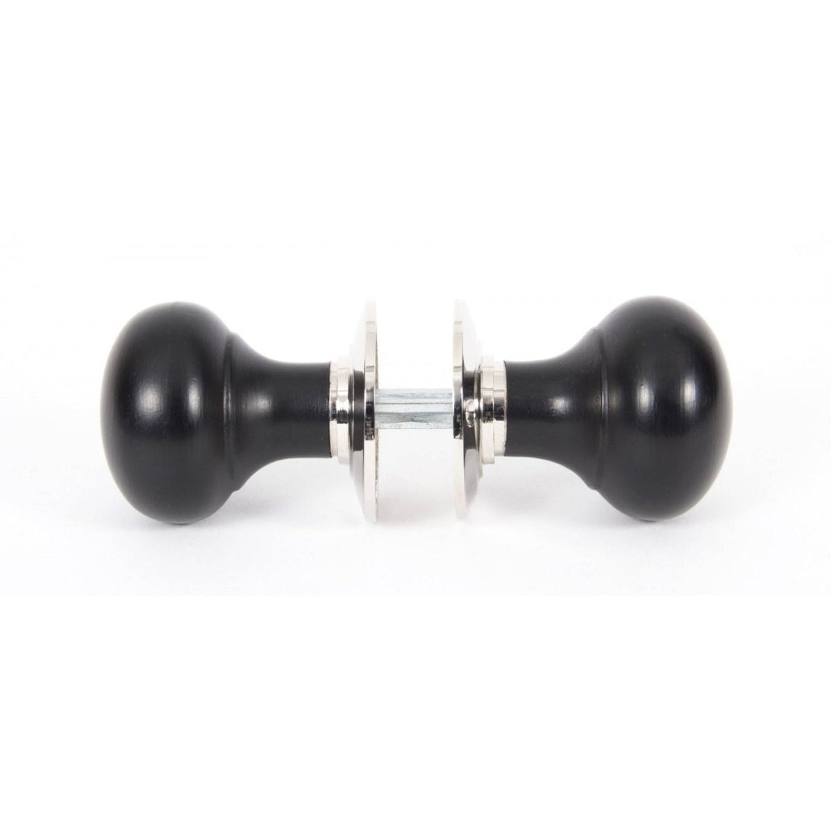 Ebony & Polished Nickel Bun Mortice/Rim Knob Set - Image 2