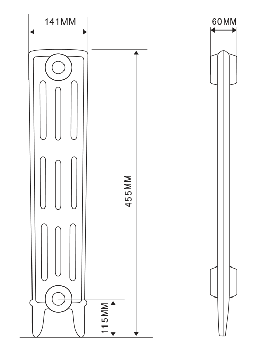 Home Refresh_Arroll Neo-Classic 4 Column Cast Iron Radiators 460mm Drawing