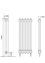 Home Refresh Arroll Rococo 2 Column Cast Iron Radiator 562mm Drawing