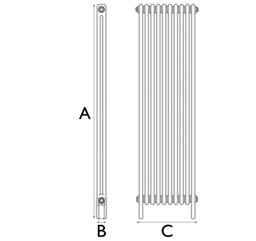 Home Refresh Carron Enderby 2 Column, 10 Section Steel Radiator - 1910mm Drawing