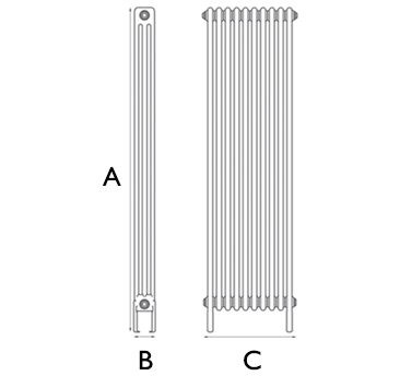 Home Refresh Carron Enderby 3 Column, 10 Section Steel Radiator - 1910mm Drawing