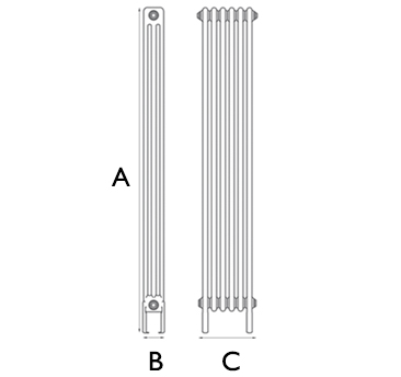 Home Refresh Carron Enderby 3 Column, 6 Section Steel Radiator - 1910mm Drawing