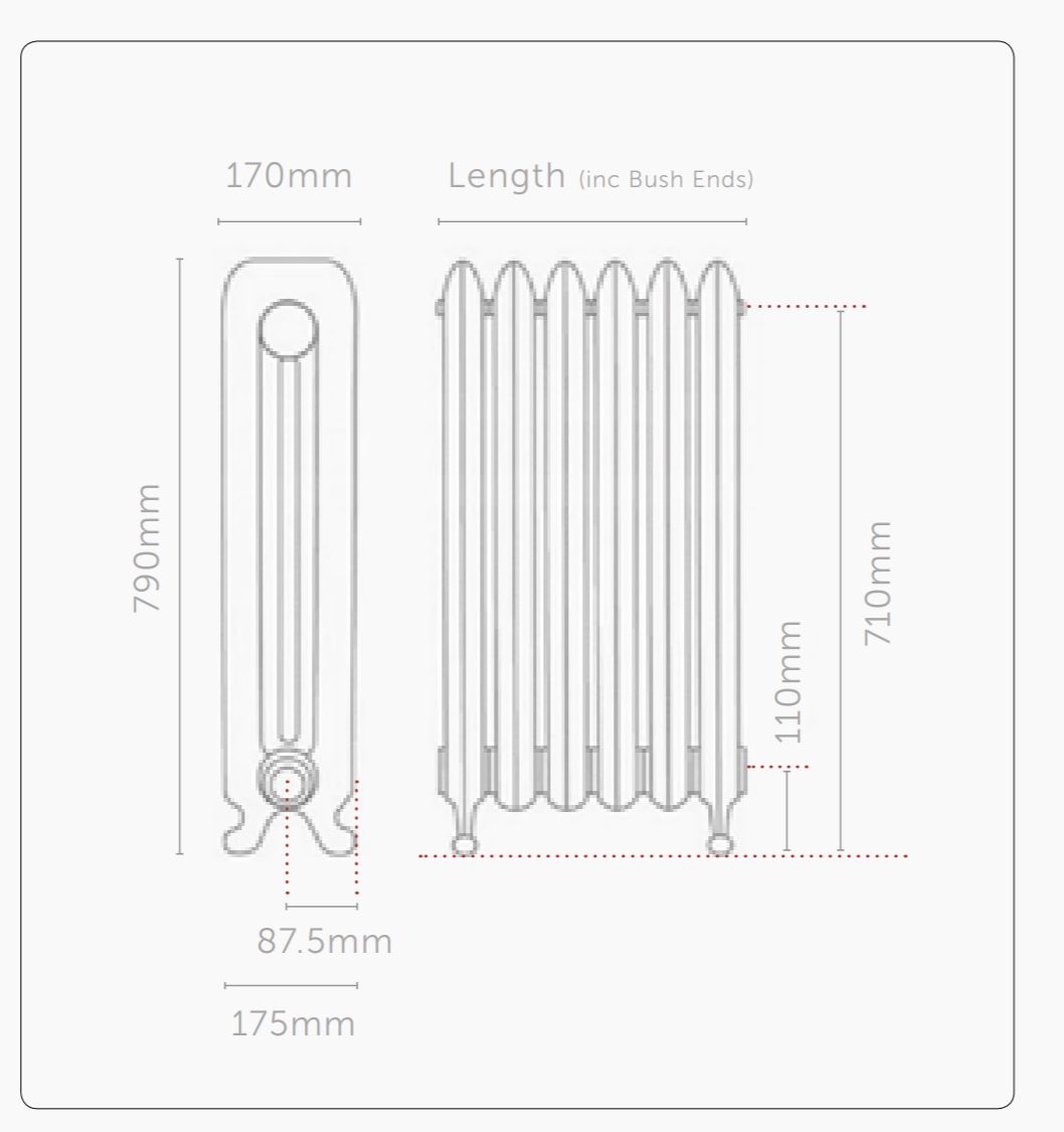 Home Refresh Paladin Montpellier Cast Iron Radiator 790mm Drawing