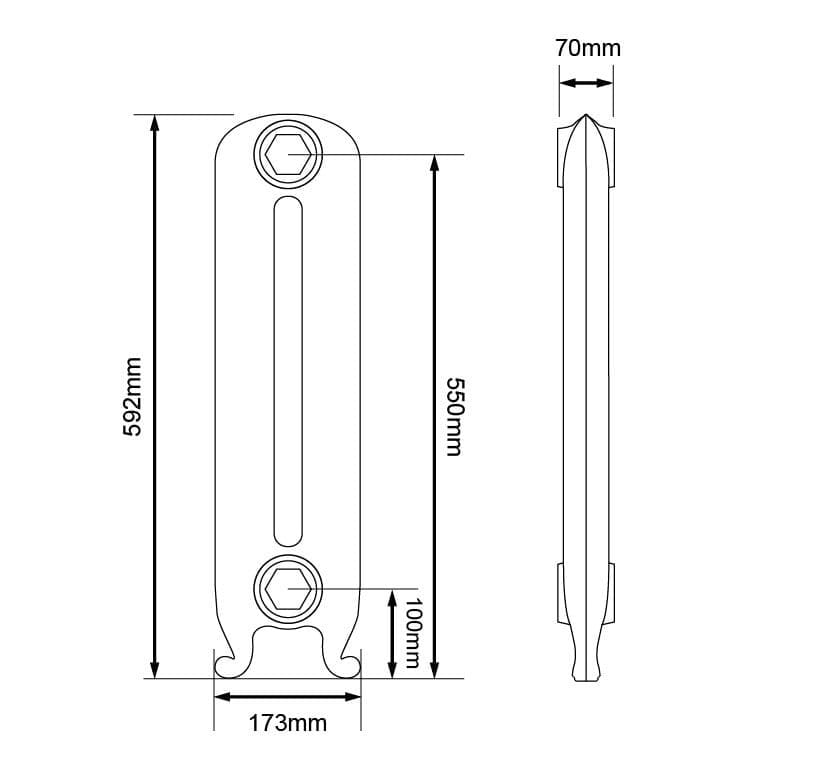 Arroll Duchess Cast Iron Radiator 592mm Dimensions.jpg