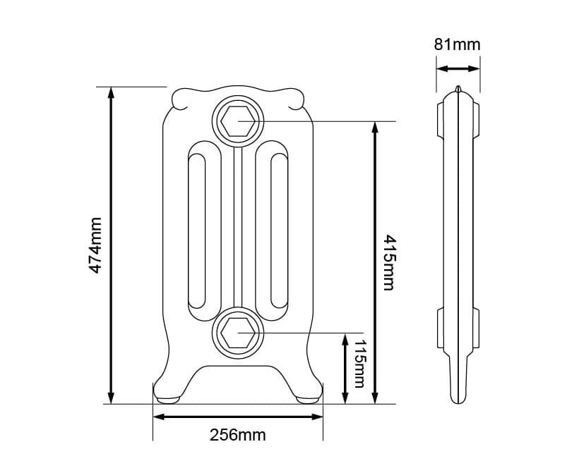 Arroll Montmartre Cast Iron Radiator 470mm Dimensions.jpg