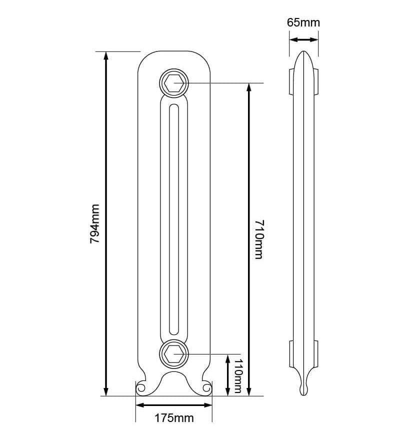 Arroll Daisy Cast Iron Radiator Dimensions 795mm.jpg