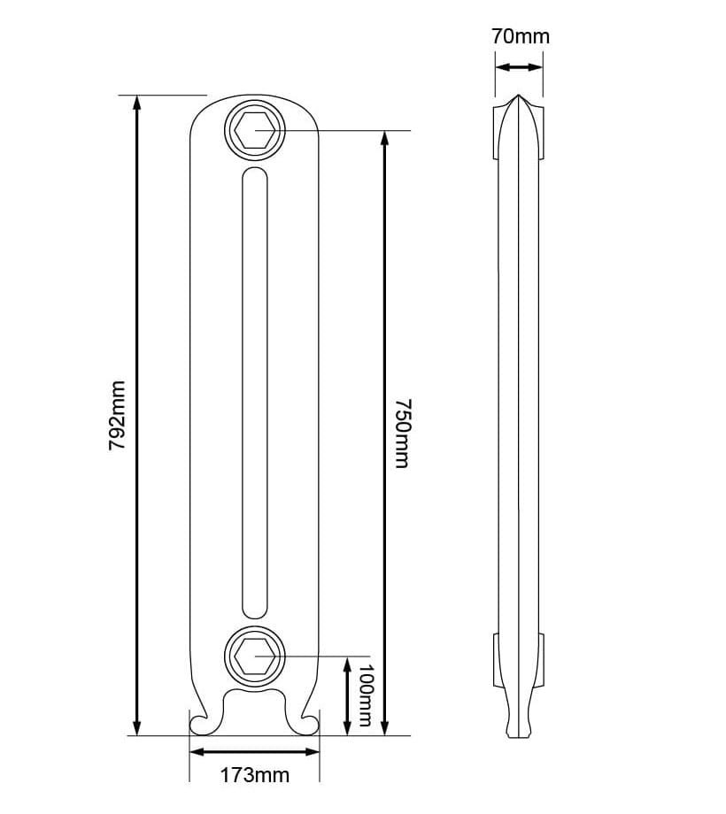 Arroll Duchess Cast Iron Radiator Dimensions 792mm.jpg