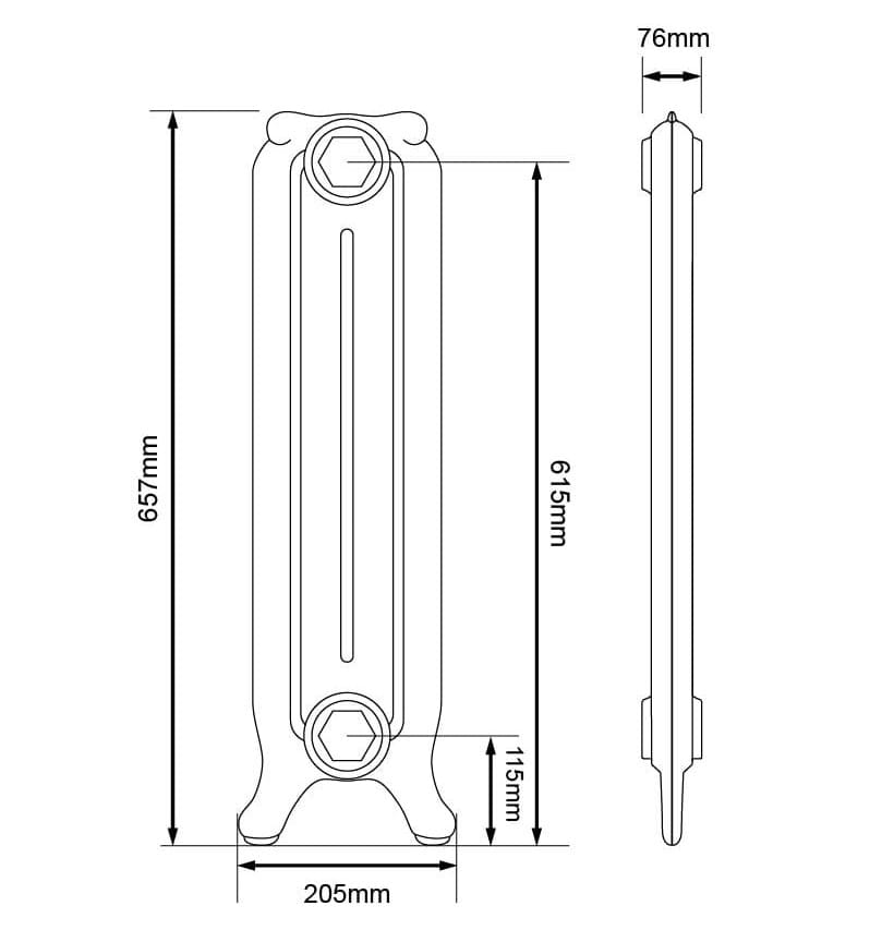 Arroll Parisian 2 Column Cast Iron Radiator Dimensions 660mm.jpg