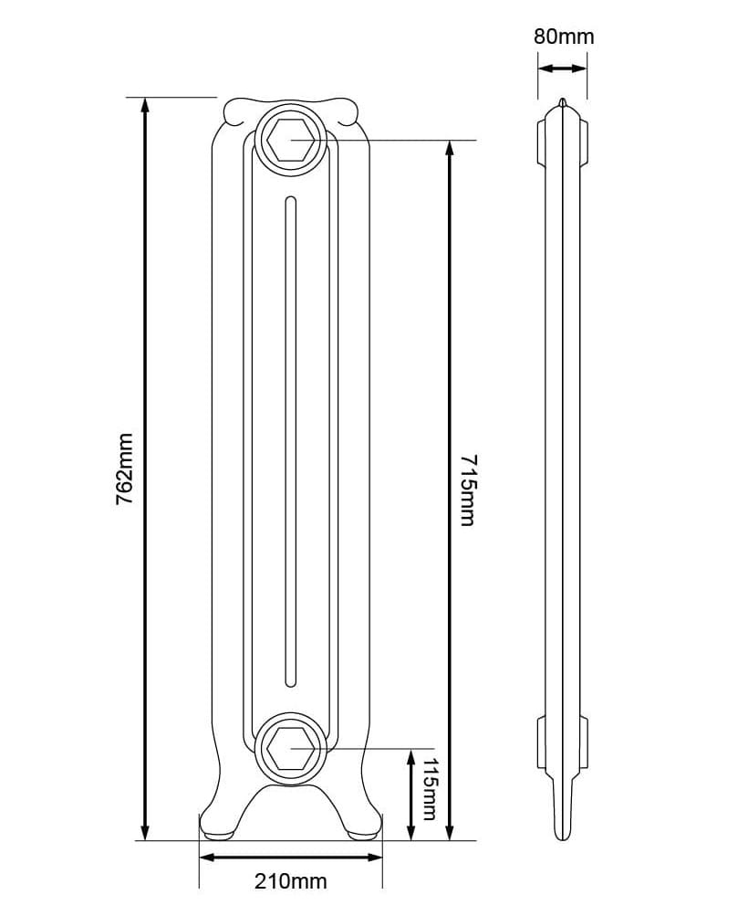 Arroll Parisian 2 Column Cast Iron Radiator Dimensions 760mm.jpg