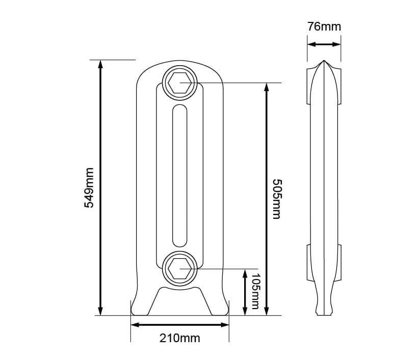 Arroll Princess Cast Iron Radiator Dimensions 550mm.jpg