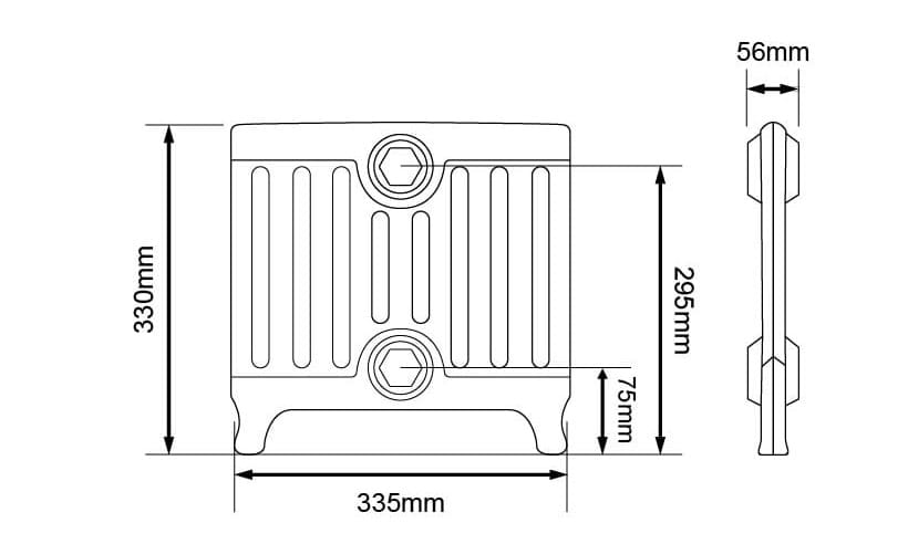 Arroll Victorian 9 Column Cast Iron Radiator Dimension 330mm.jpg
