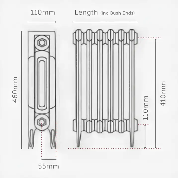 Paladin Pimlico Cast Iron Radiator Dimensions 460mm.webp