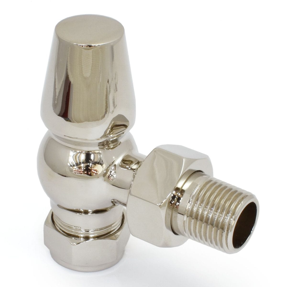 Faringdon Traditional Thermostatic Radiator Valve - Nickel (Angled TRV) - Image 3