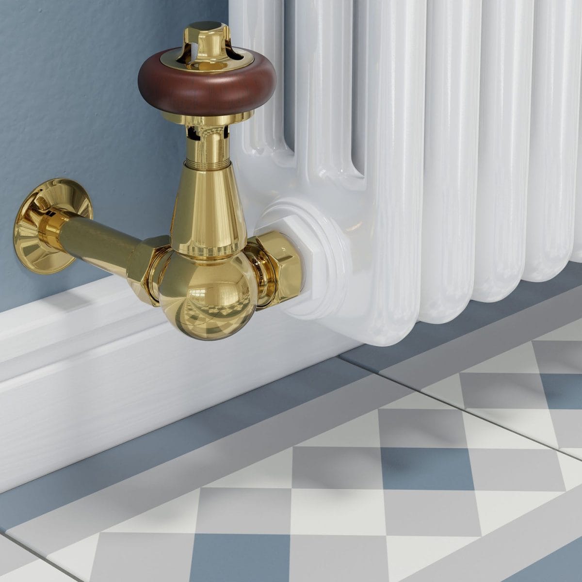Faringdon Traditional Thermostatic Radiator Valve - Brass (Corner TRV) - Image 11