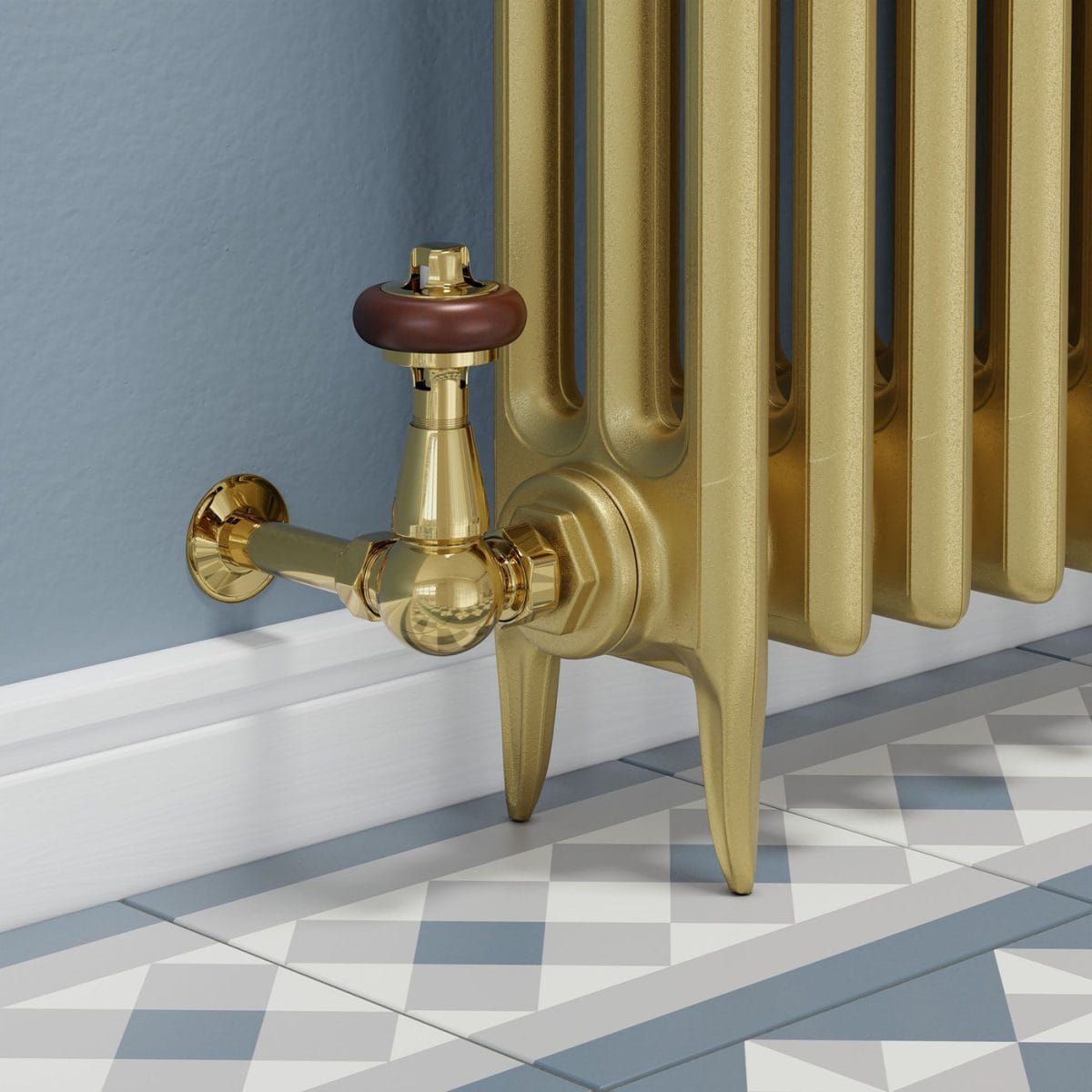 Faringdon Traditional Thermostatic Radiator Valve - Brass (Corner TRV) - Image 12