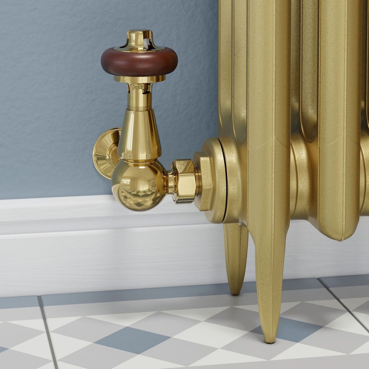 Faringdon Traditional Thermostatic Radiator Valve - Brass (Corner TRV) - Image 13