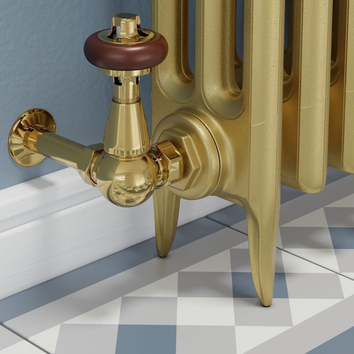 Faringdon Traditional Thermostatic Radiator Valve - Brass (Corner TRV) - Image 14