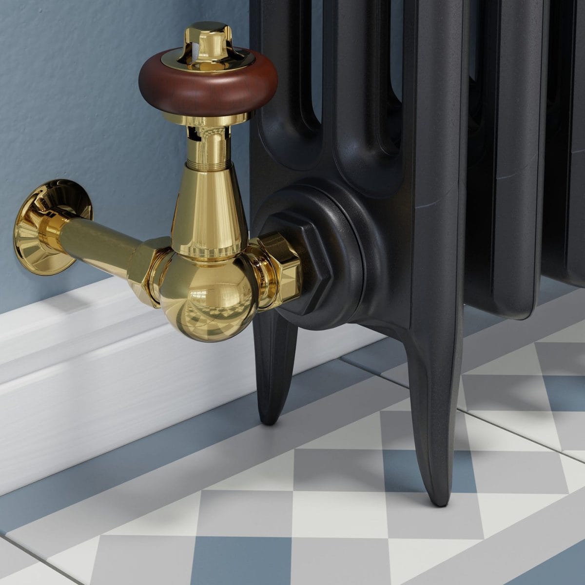Faringdon Traditional Thermostatic Radiator Valve - Brass (Corner TRV) - Image 8