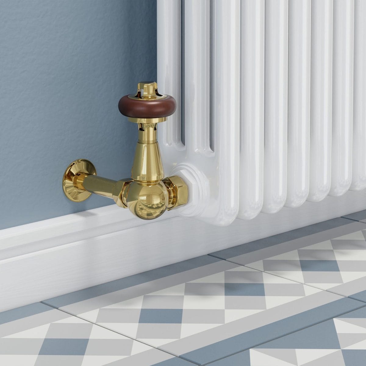 Faringdon Traditional Thermostatic Radiator Valve - Brass (Corner TRV) - Image 9