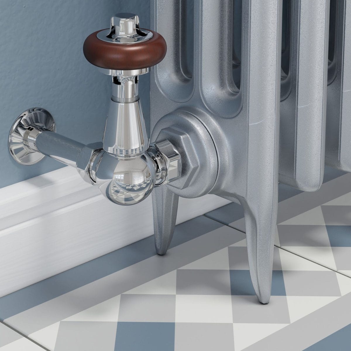 Faringdon Traditional Thermostatic Radiator Valve - Chrome (Corner TRV) - Image 17