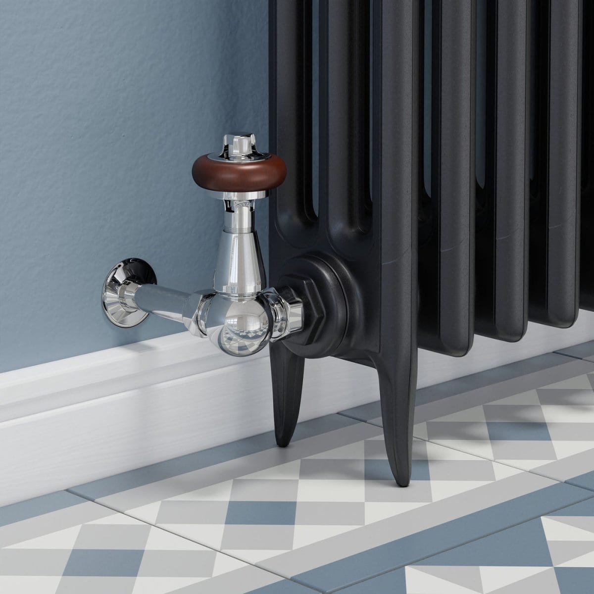 Faringdon Traditional Thermostatic Radiator Valve - Chrome (Corner TRV) - Image 9