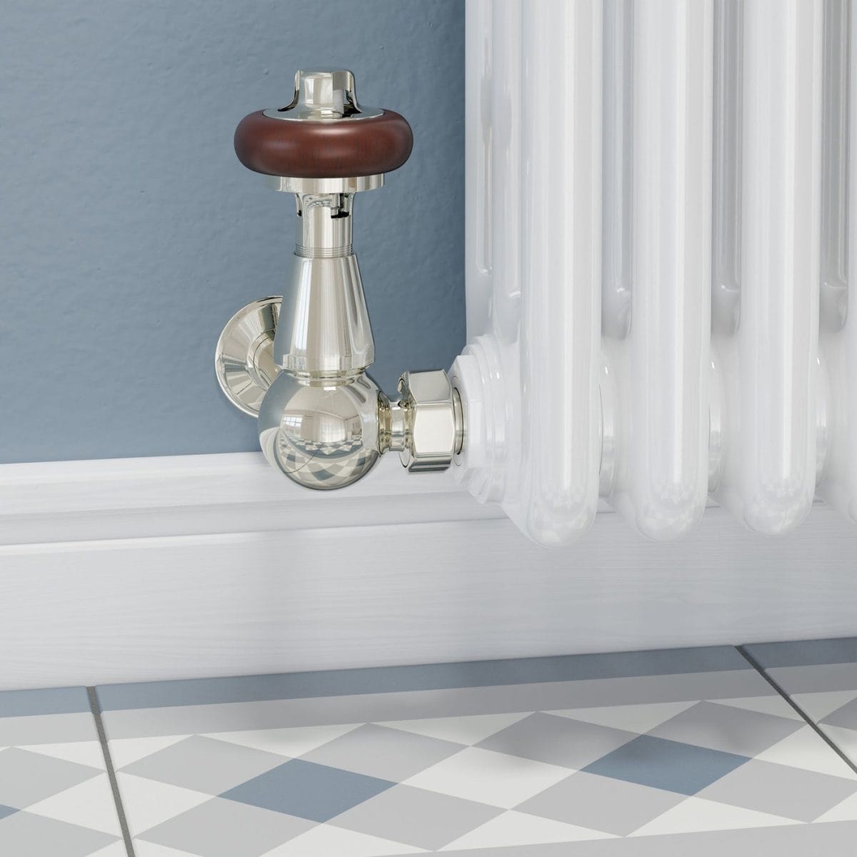 Faringdon Traditional Thermostatic Radiator Valve - Nickel (Corner TRV) - Image 10