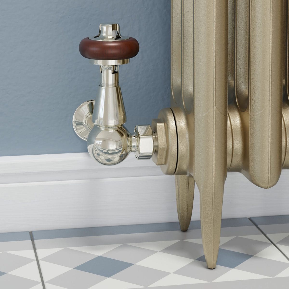 Faringdon Traditional Thermostatic Radiator Valve - Nickel (Corner TRV) - Image 13