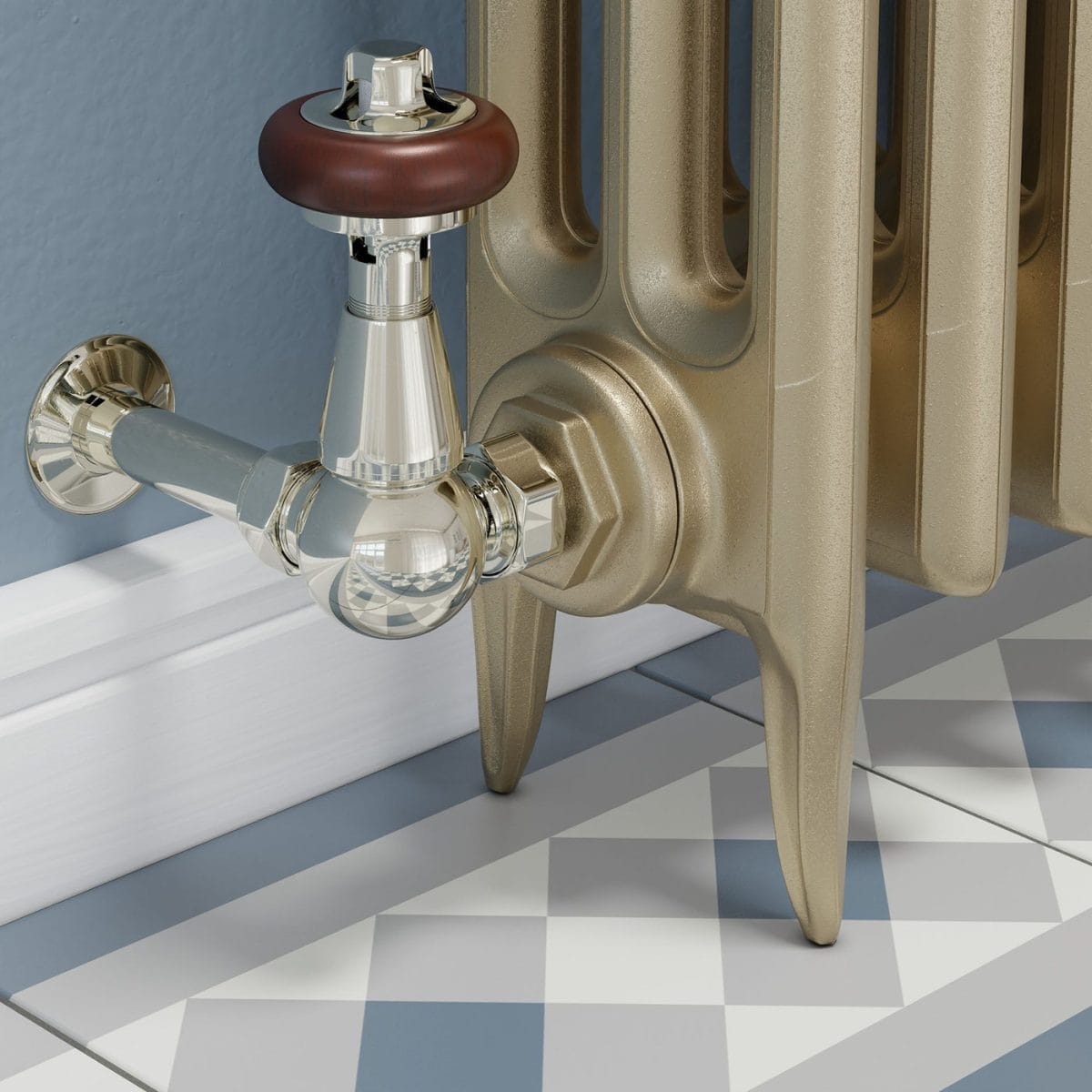 Faringdon Traditional Thermostatic Radiator Valve - Nickel (Corner TRV) - Image 14