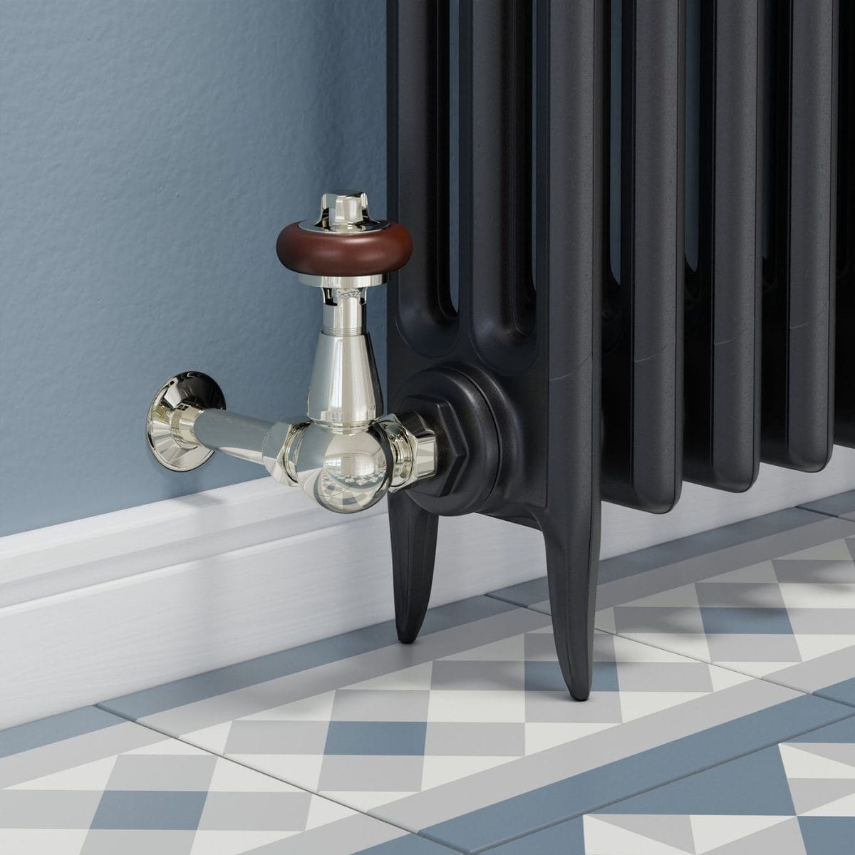 Faringdon Traditional Thermostatic Radiator Valve - Nickel (Corner TRV) - Image 6