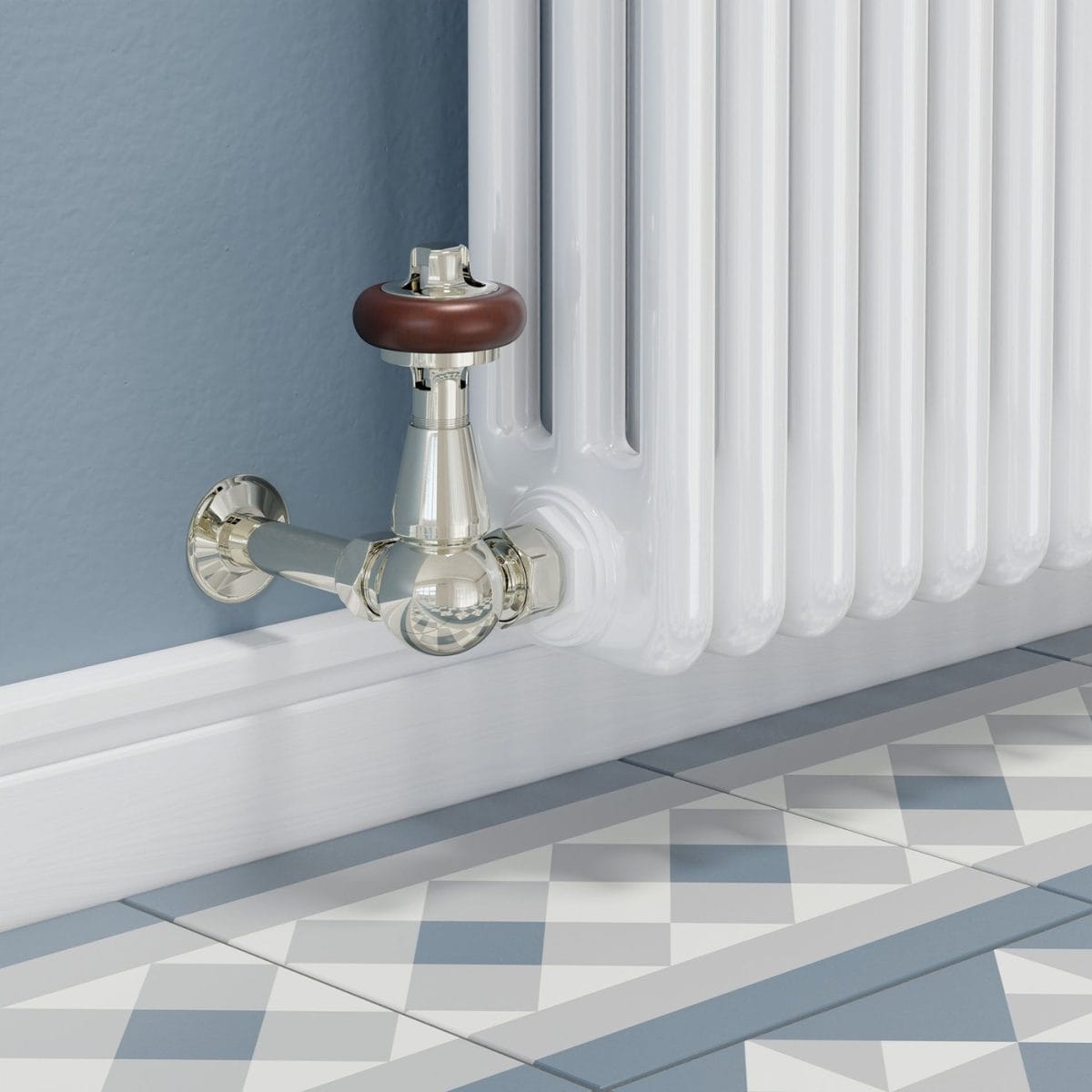 Faringdon Traditional Thermostatic Radiator Valve - Nickel (Corner TRV) - Image 9