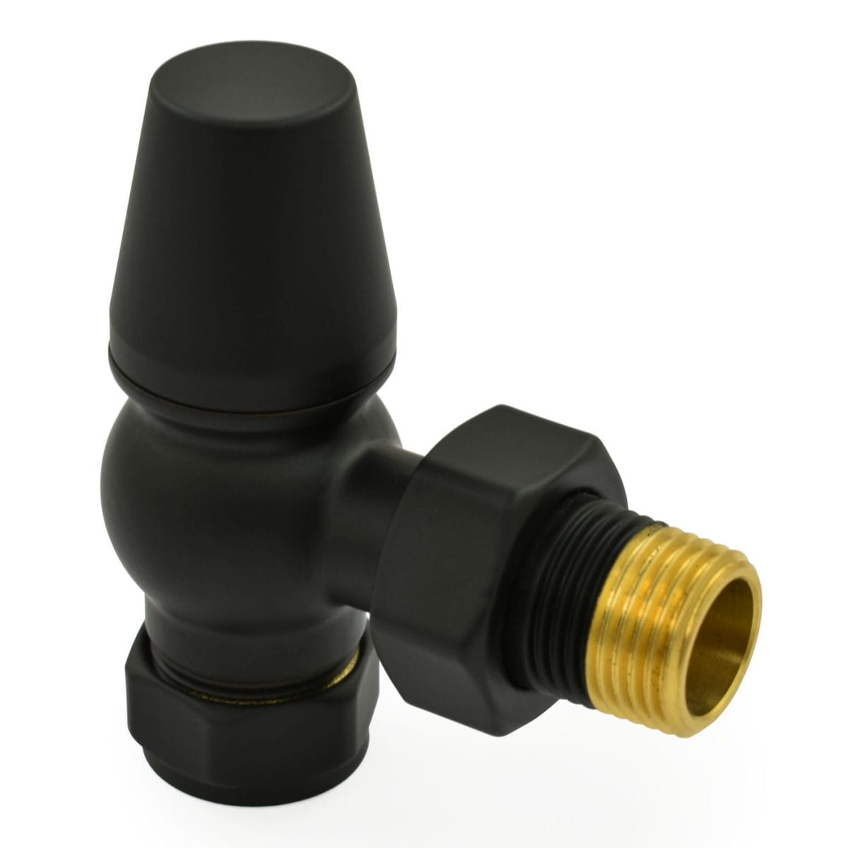 Faringdon Traditional Thermostatic Radiator Valve - Satin Black (Angled TRV) - Image 2