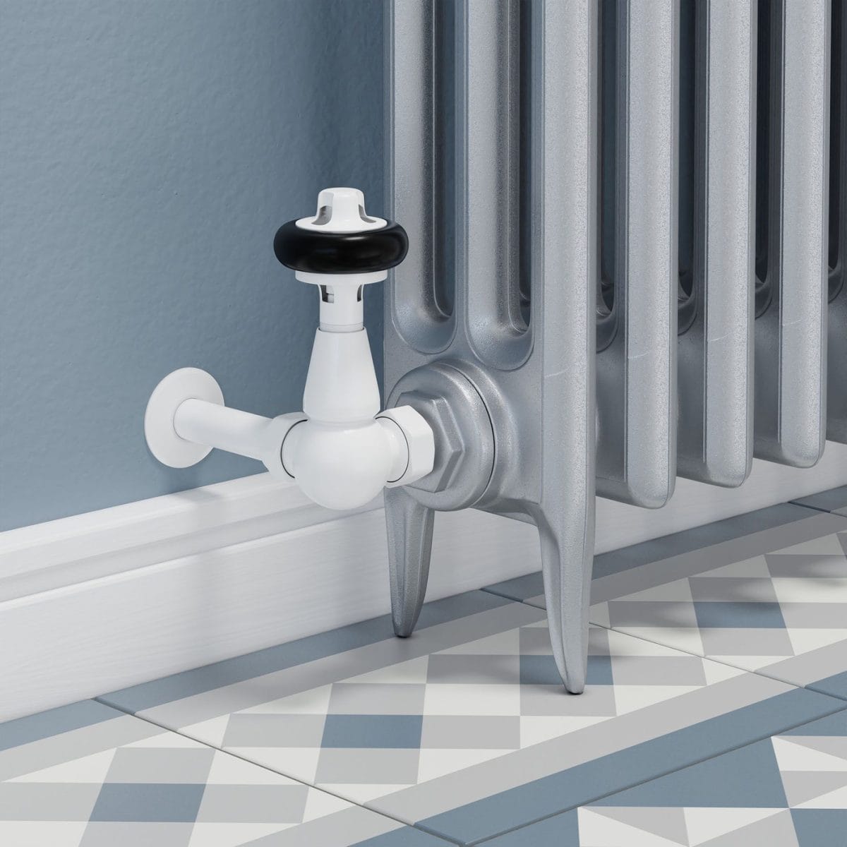 Faringdon Traditional Thermostatic Radiator Valve - White (Corner TRV) - Image 9