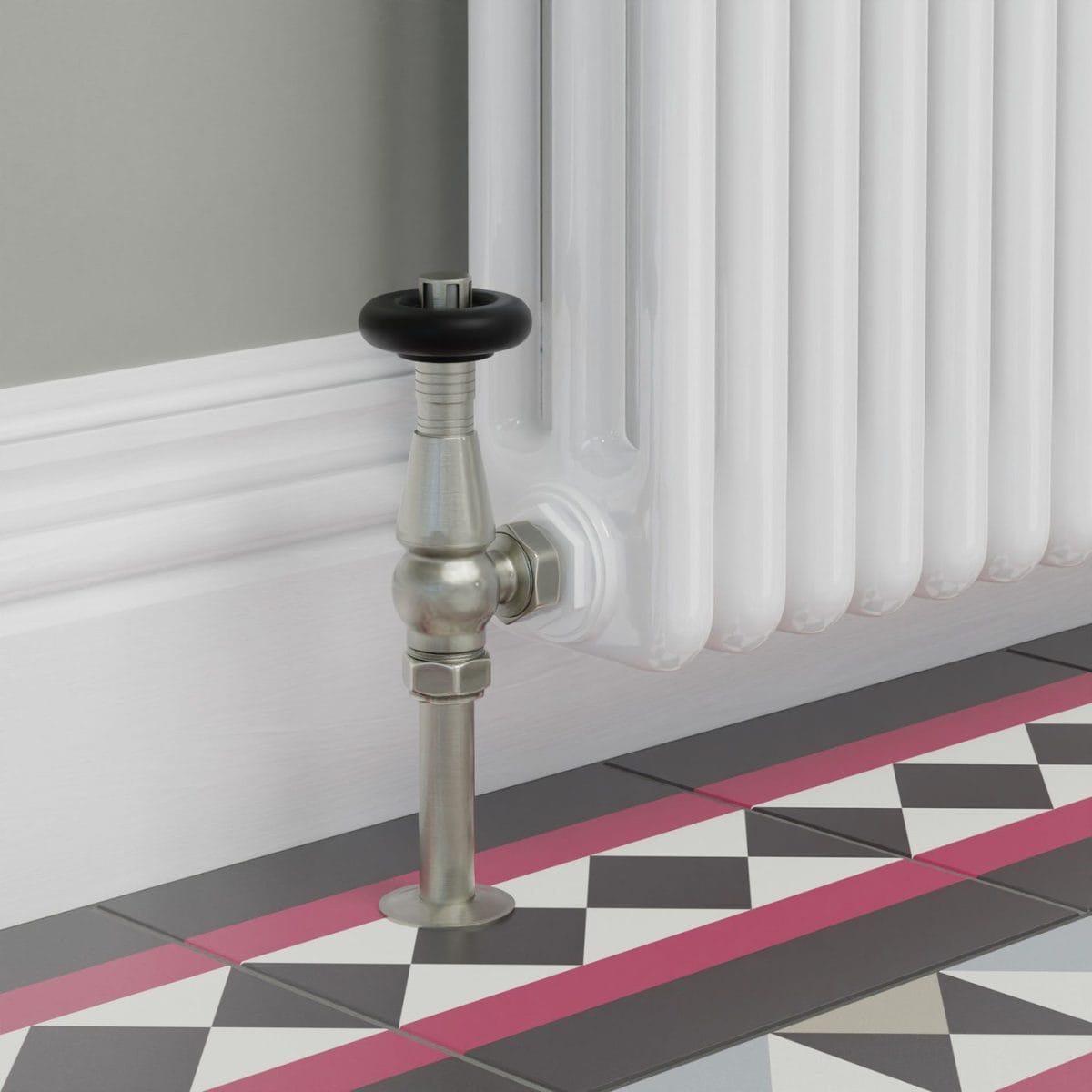 Jaguar Thermostatic Radiator Valve - Brushed Satin Nickel (Angled TRV) - Image 11