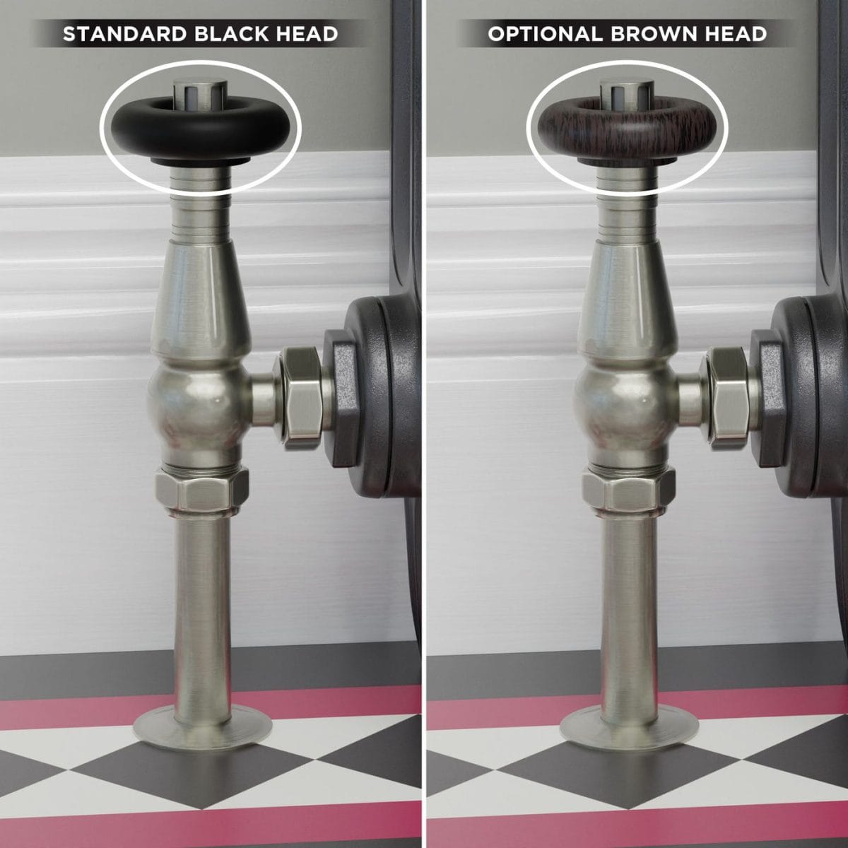 Jaguar Thermostatic Radiator Valve - Brushed Satin Nickel (Angled TRV) - Image 14