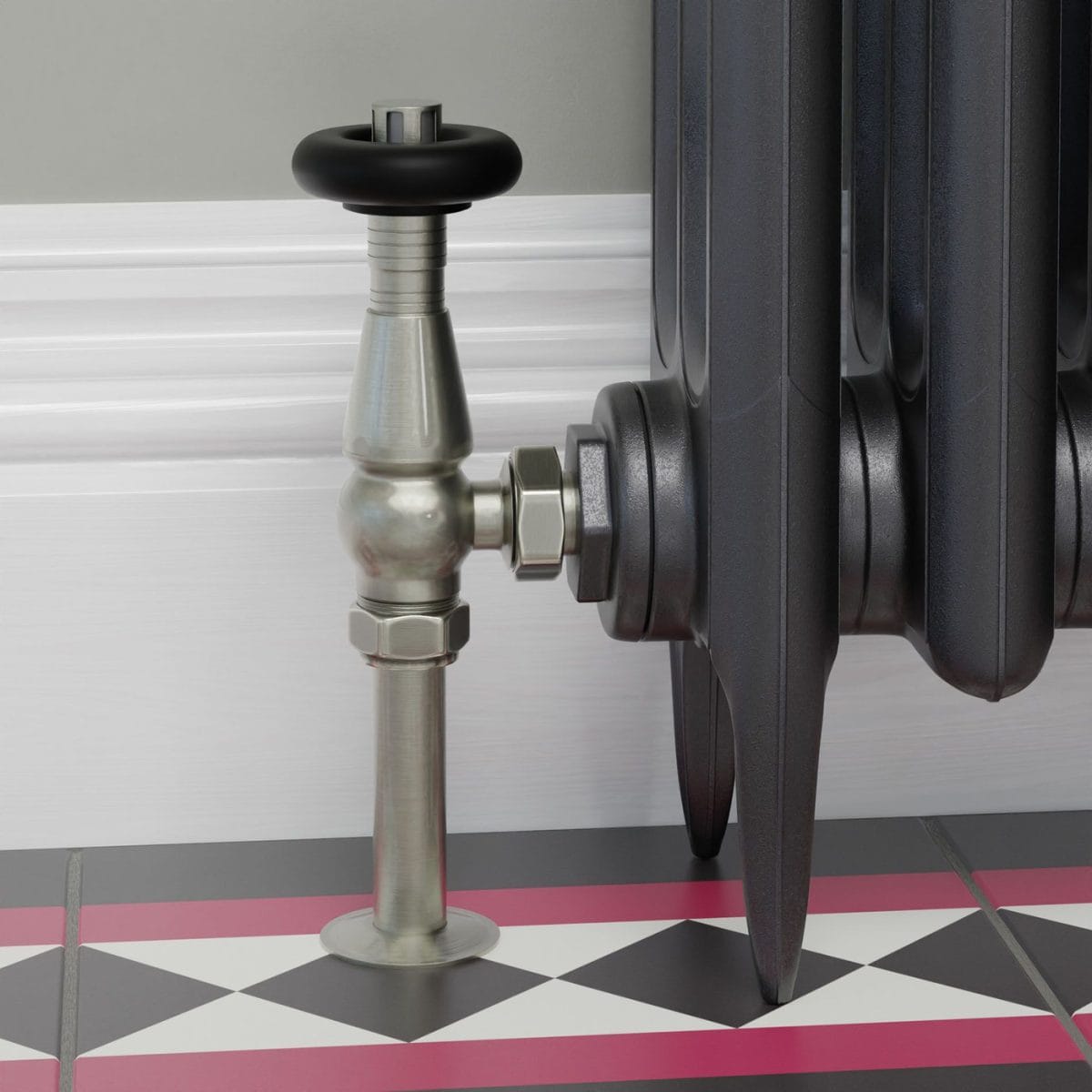 Jaguar Thermostatic Radiator Valve - Brushed Satin Nickel (Angled TRV) - Image 7