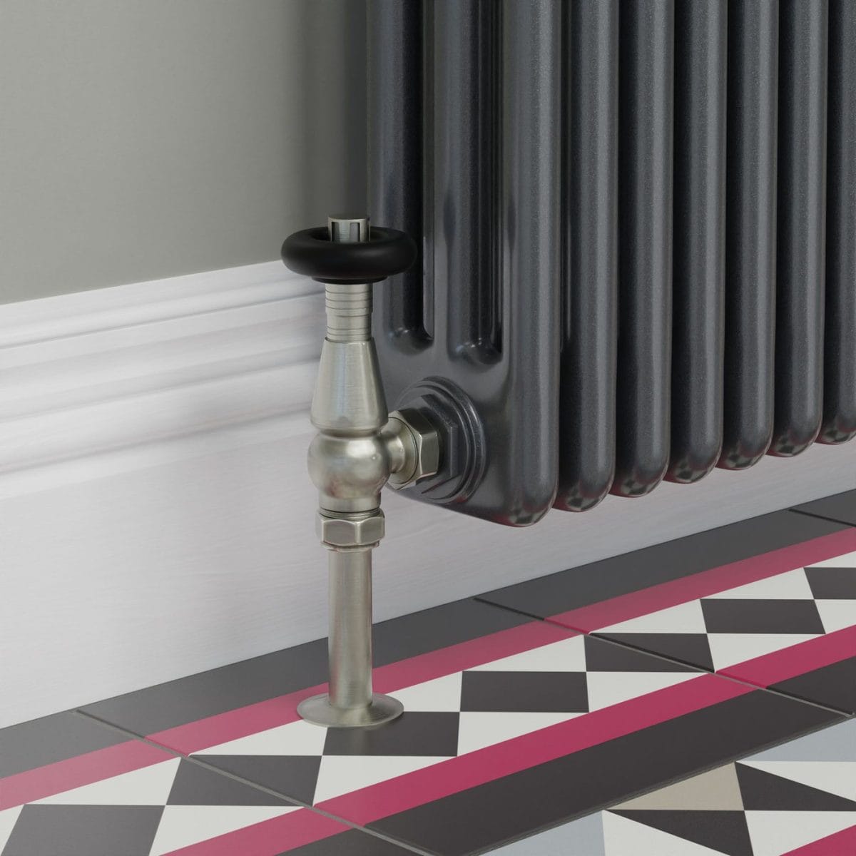 Jaguar Thermostatic Radiator Valve - Brushed Satin Nickel (Angled TRV) - Image 8