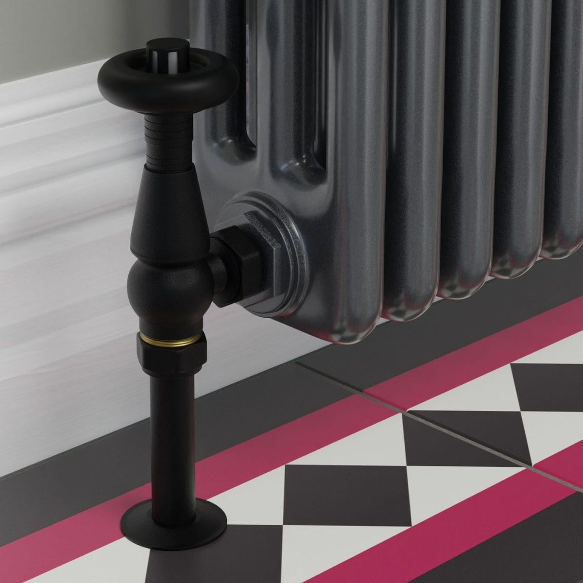 Jaguar Thermostatic Radiator Valve - Textured Black (Angled TRV) - Image 10