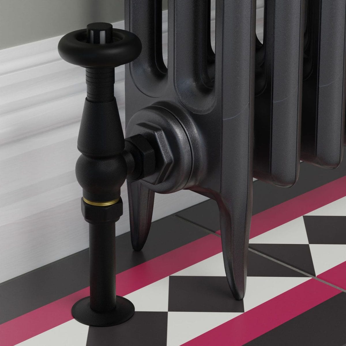 Jaguar Thermostatic Radiator Valve - Textured Black (Angled TRV) - Image 7