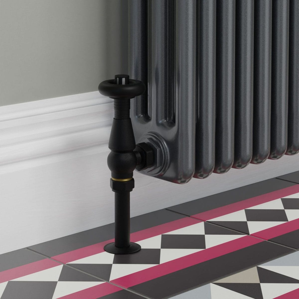 Jaguar Thermostatic Radiator Valve - Textured Black (Angled TRV) - Image 9