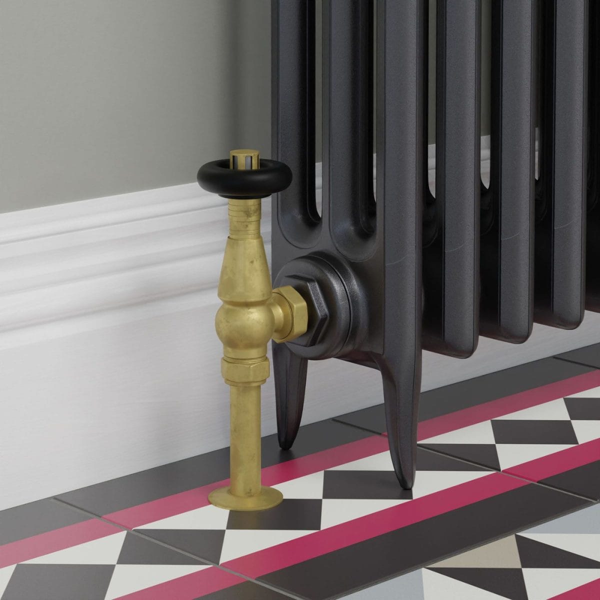 Jaguar Thermostatic Radiator Valve - Unlacquered Brass (Angled TRV) - Image 10