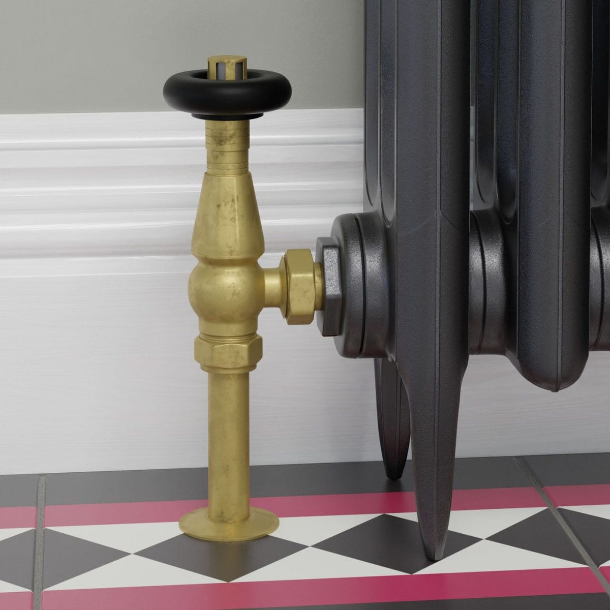 Jaguar Thermostatic Radiator Valve - Unlacquered Brass (Angled TRV) 12.jpg